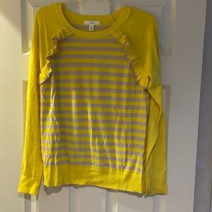 1901 yellow / tan sweater with ruffles in size large